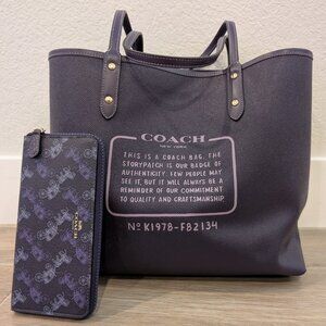 💜 Brand New Coach Reversible Tote & Wallet Set – Purple 💜